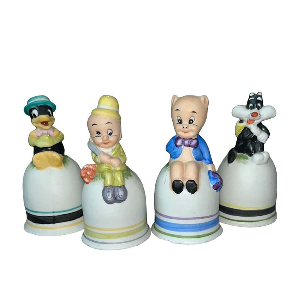 Vintage 1979 Warner Bros Looney Tunes Ceramic Bells Elmer Porky Daffy Sylvester